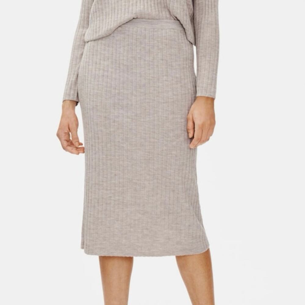 Eileen Fisher Knit Stretch Waist Italian Yard Skirt